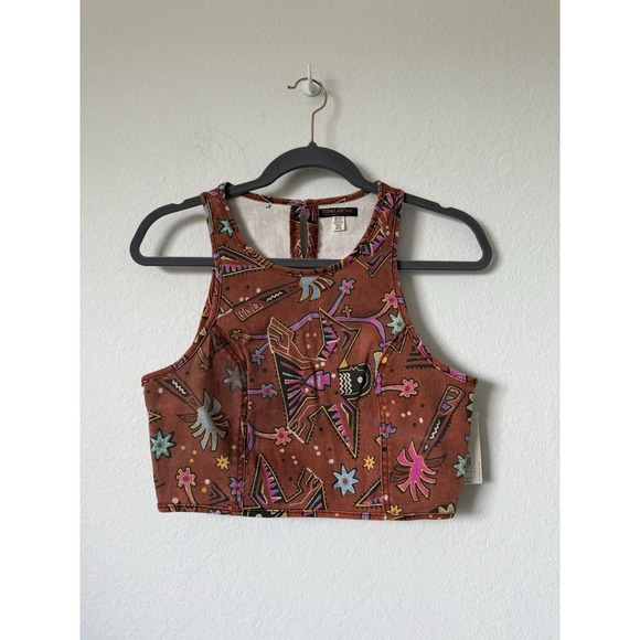 Billabong Tops - Billabong Women's Brown Graphic Tribal Cropped Tank Top Size Medium NWT